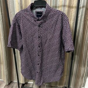Denim & Flower Men's Casual Purple Pattern Button Down Shirt